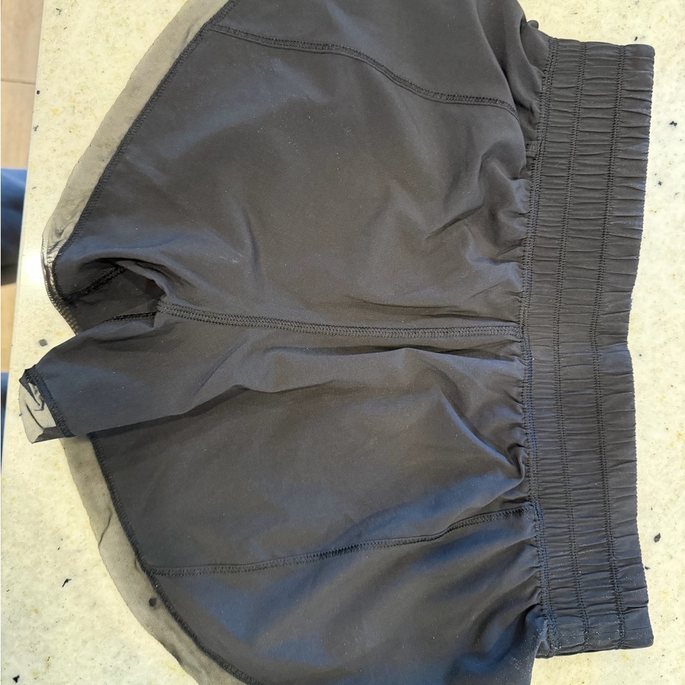 Black LuluLemon shorts w the cutest mesh detail